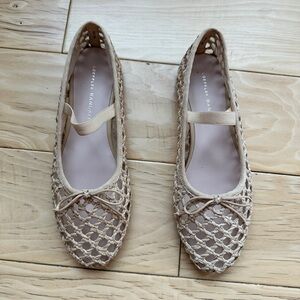 Loeffler Randall Leonie Tan Woven Raffia Flats